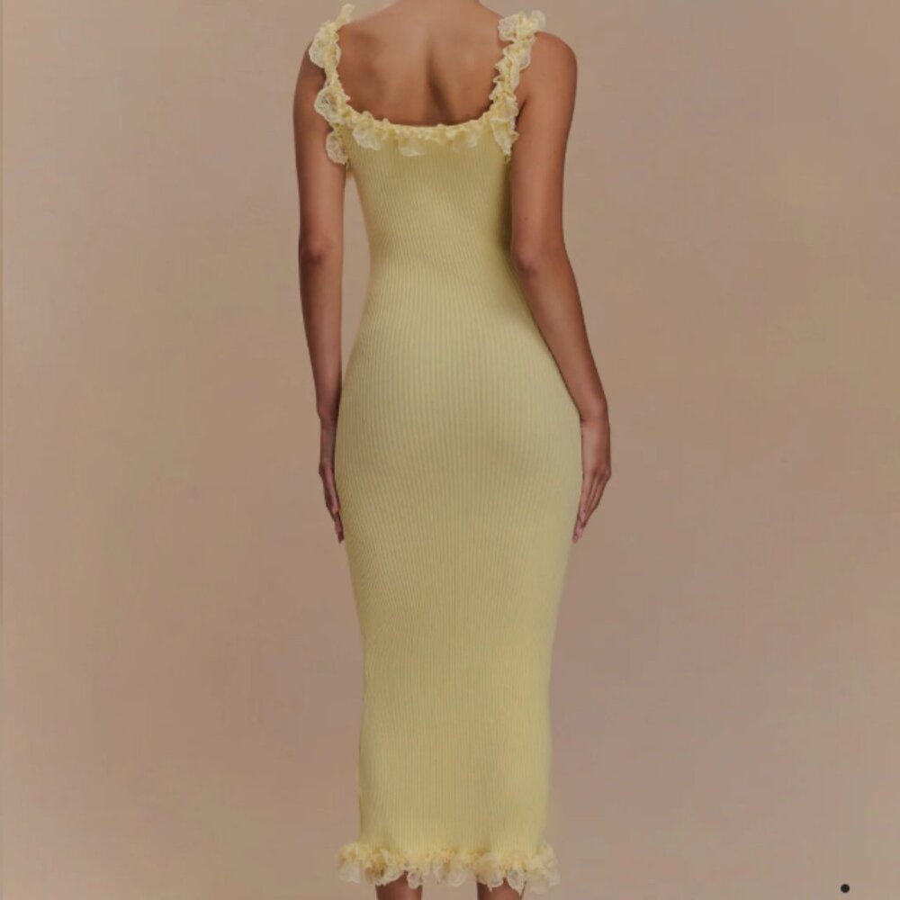 Meshki Yellow Ruffle Midi Dress - Picture 2 of 8